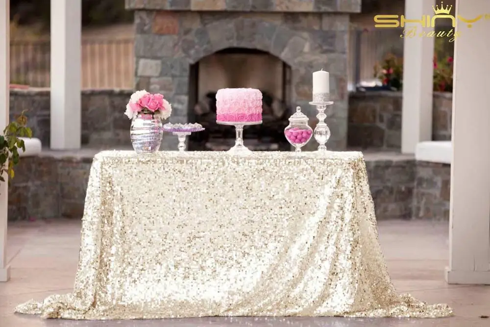 Ivory Glitter Tablecloth Purple Sequin Tablecloths 50x80 Inch Elegant Table Cover Sequin Overlay Party Decorations Table Skirt-M1018 - Цвет: Ivory