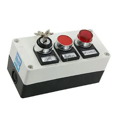 

3 in 1 Key Locking Red Indicator Light Push Button Switch Station