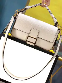 

2020 the new style fashion and simple thread genuine cow leather women baguette handbag one shoulder bag 4 color 27.5cm