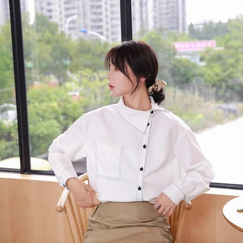 

Paris Girl Women Fashion Plus Size Female Clothes Loose Shirt Long Sleeve Blouse Simple OL Feminine Womens Tops and Blouses