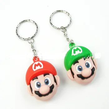 

6CM Super Mario Action Figure Cartoon key Ring 3D PVC Mario Luigi Key Chain Toy Doll Pendants keychain Car Key Ring Holder