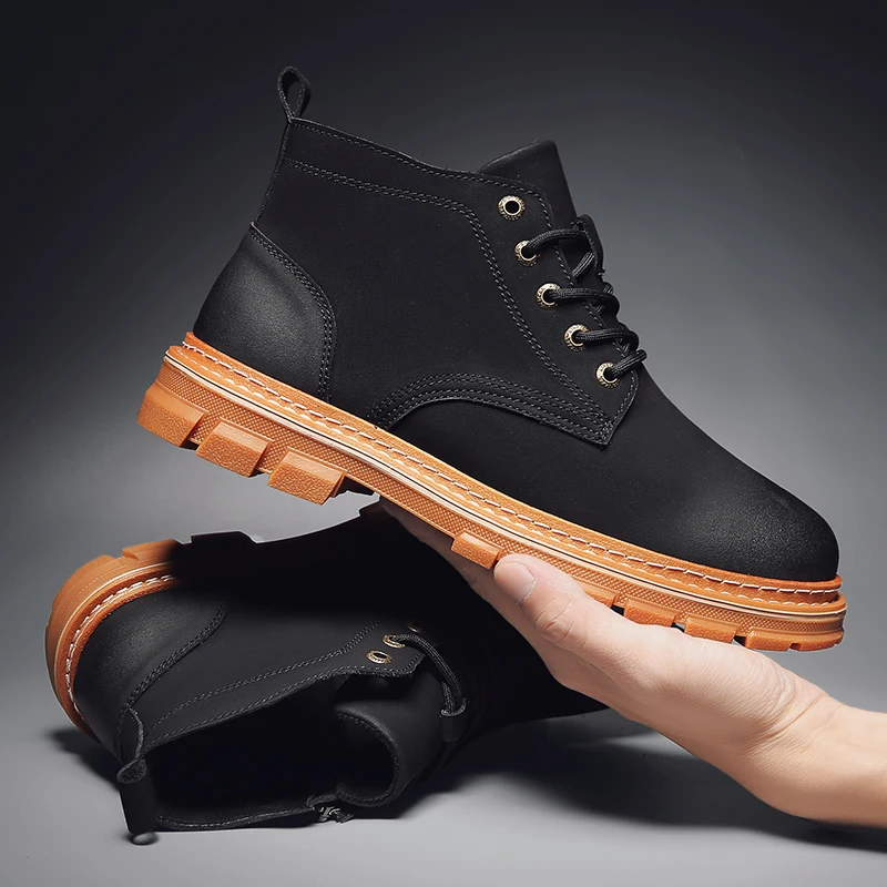 New Work Boots Men's Boots Men's Shoes Adult Brown Black Motorcycle Boots Comfortable Ankle Boots Autumn Shoes Men's Shoes