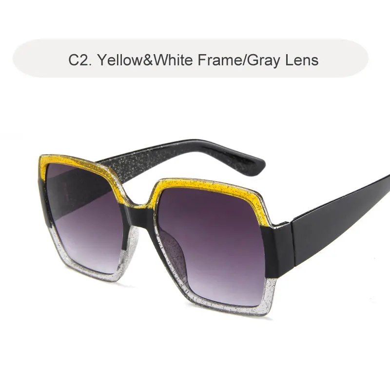 Большие солнцезащитные очки для женщин брендовые дизайнерские ретро градиентные солнцезащитные очки красные зеленые пластиковые оттенки женские очки gafas UV400 - Цвет линз: C2 Yellow-White