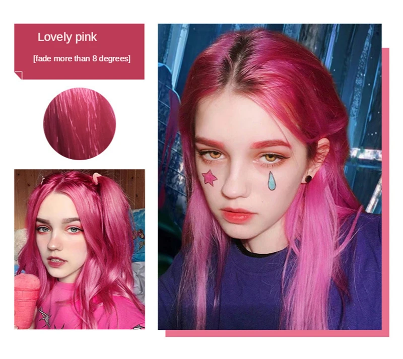 500ml Hair Dye Cream Fashion Blue Hair Waxing Mud DIY Temporary Styling Hair Color Cream No Damage Easy Wash Purple Hair Dye Wax