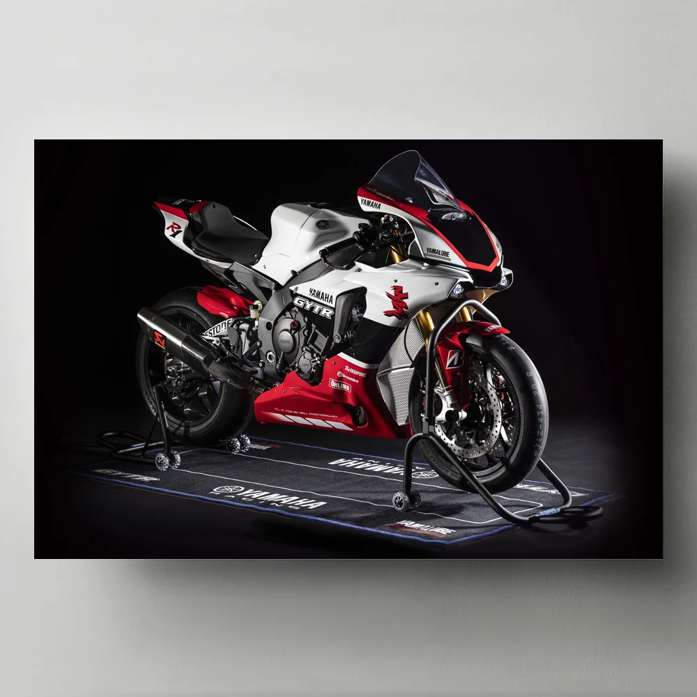 Постеры с изображением супербайка 2019 Yamahas YZF-R1 GYTR Настенная картина в рамке для