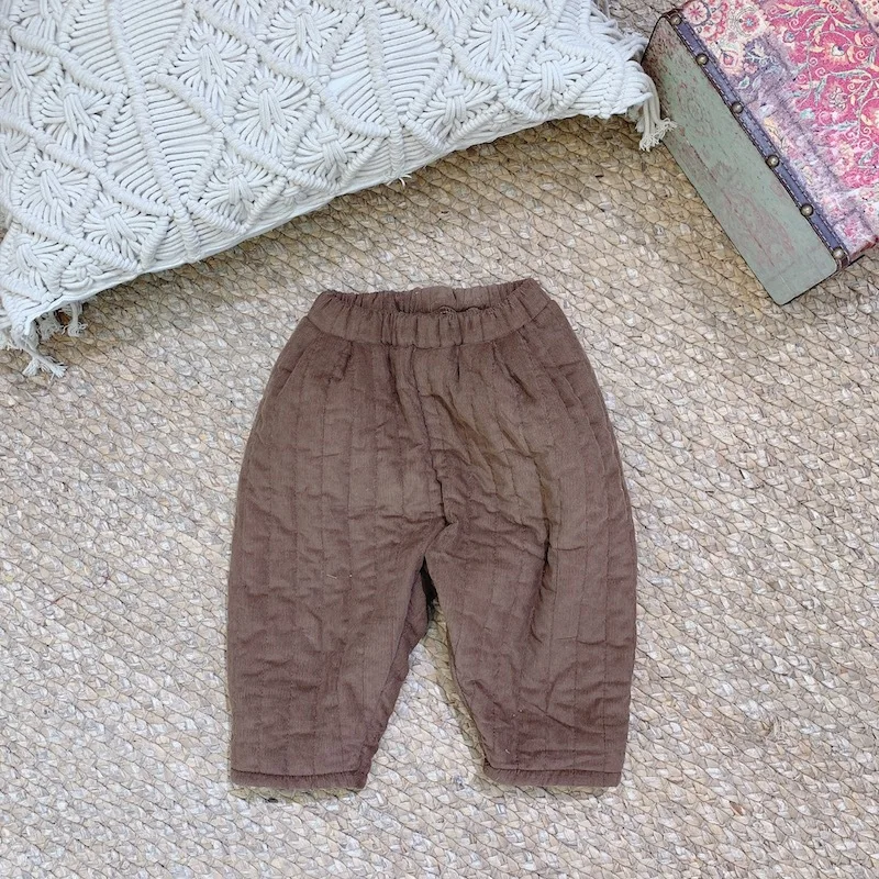 Осенне-зимние детские стеганые вельветовые штаны теплые штаны-шаровары для мальчиков и девочек детские повседневные брюки