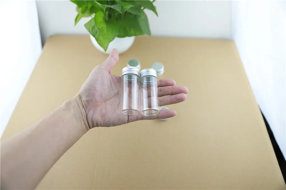 24PCS 30mm 30ml Cute Small Glass Bottles Aluminum Caps Glass Tiny Jars Vials Transparent Glass Containers Perfume Bottles (1)