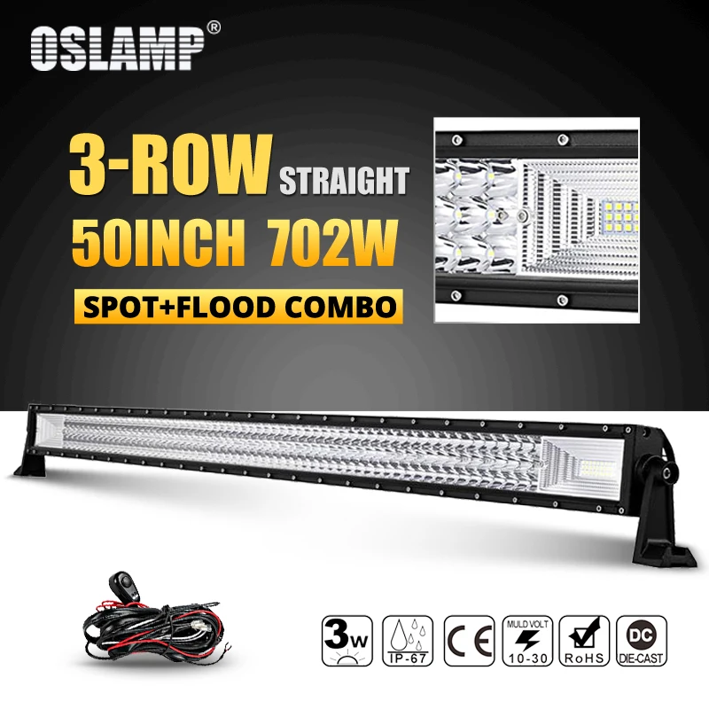 Светодиодный светильник Oslamp для внедорожников 50 &quot 702 Вт 4x4 s 3 рядный