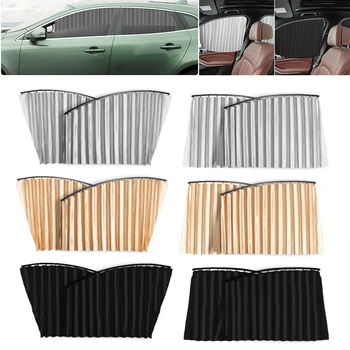 

4pcs Black/Gray/Beige 70/75*45cm Car Side Window Sunshade Hanging Type Front Rear Window Side Sunshade UV Protector