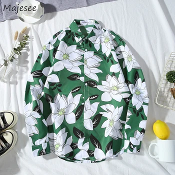 

Shirt Men Clothes 2020 Autumn Printing Long Sleeve Plus Size Mens Shirts Casual Slim Fit High Quality Korean Fashion Harajuku