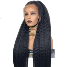 Eversilky Детские волосы длинные 26 дюймов афро кудрявый прямой парик 13x4 кружева передние человеческие волосы парики для женщин перуанские Remy предварительно сорвал