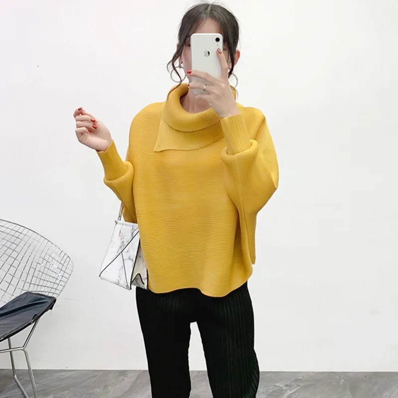 LANMREM New Scarf Collar Batwing Sleeves Pullover Twice Pleated Thickness Loose Autumn And Winter Sweatshirt WJ74304