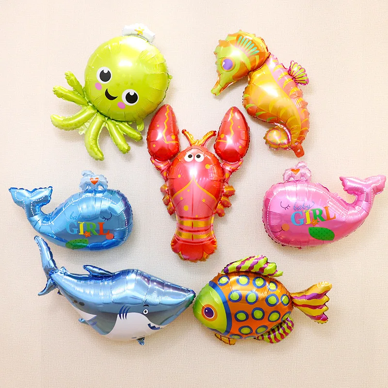 Детский день рождения украшение для вечеринки океана животных 32-дюймовый мультфильм воздушный шар из фольги Раков Акула шар