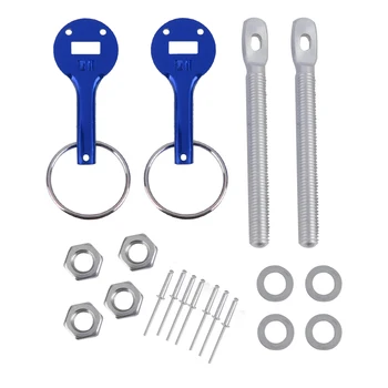 

Universal Alloy Bonnet Lock Latch Sport Car Hood Pin Racing Kit Set Pair