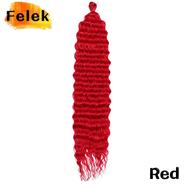 22-30inch Deep Wave Twist Crochet Hair Natural Synthetic Afro Curls Crochet Braids Ombre Braiding Hair  Extensions For Women Red