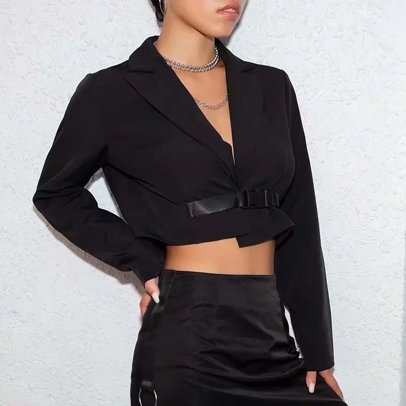 

INS Europe Bloggers Celebrity Style Black And White with Pattern Small Suit 2019 Autumn Fashion Suit Collar Long-sleeved Upper G