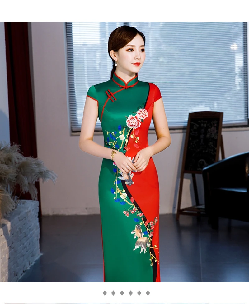 Cheongsam женское платье с длинным следующих применений: представления на сцене cheongsam платья XL показать этикет леди форма Ципао китайское платье Ципао