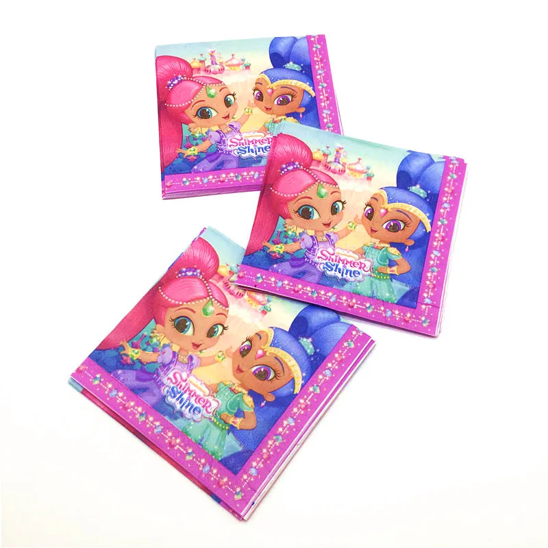 Shimmer and Shine тематический детский набор для украшения дня рождения, вечерние принадлежности, набор посуды для дня рождения, вечерние принадлежности для девочек
