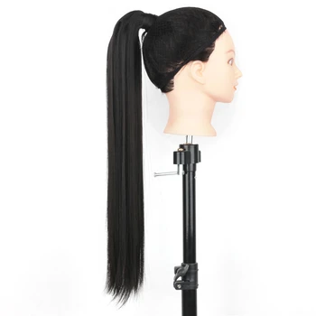 

Clip in Ponytail Extension Wrap Around Long Straight Pony Tail Hair 24 Inch Synthetic Hairpiece - Black