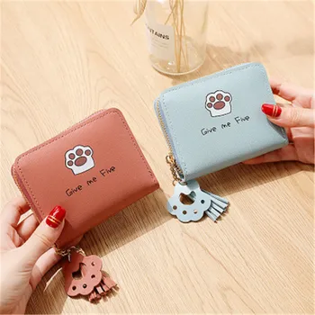 

New Cute Cat Japanese And Korean Version Of The Simple Small Wallet Cute Bear Zipper Female Student Short Coin Purse Mini Bag