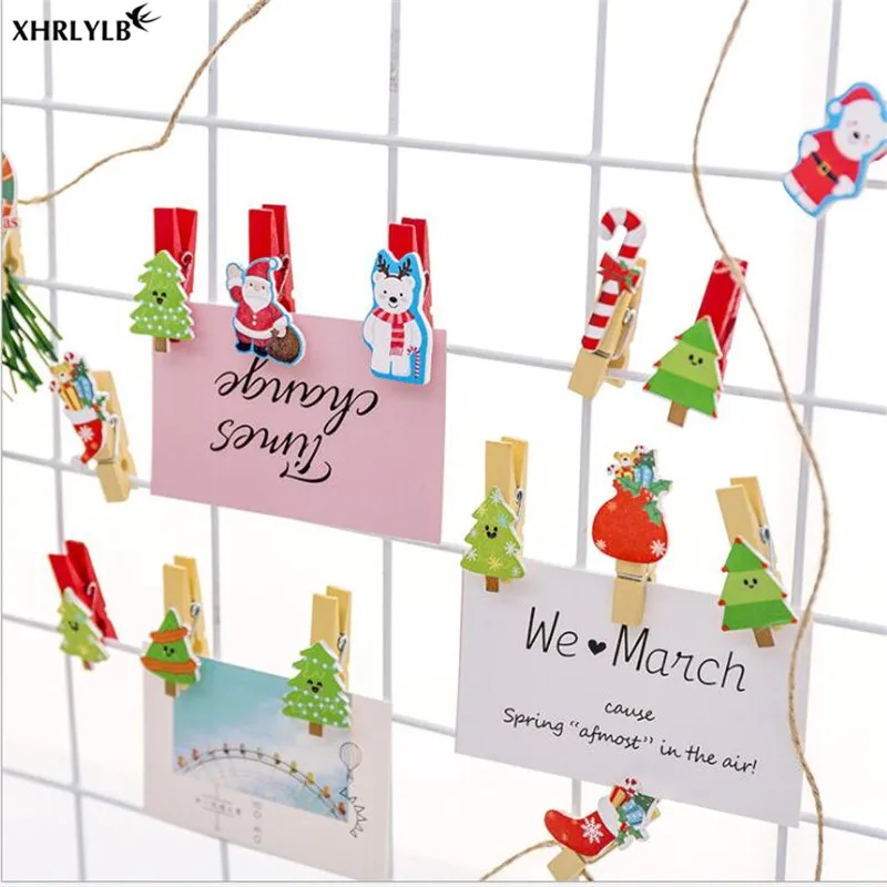 XHRLYLB Cute Cartoon Color Christmas Clip with Hemp Rope Photo Wall Decoration DIY Party Supplies Baby Shower.7z | Дом и сад