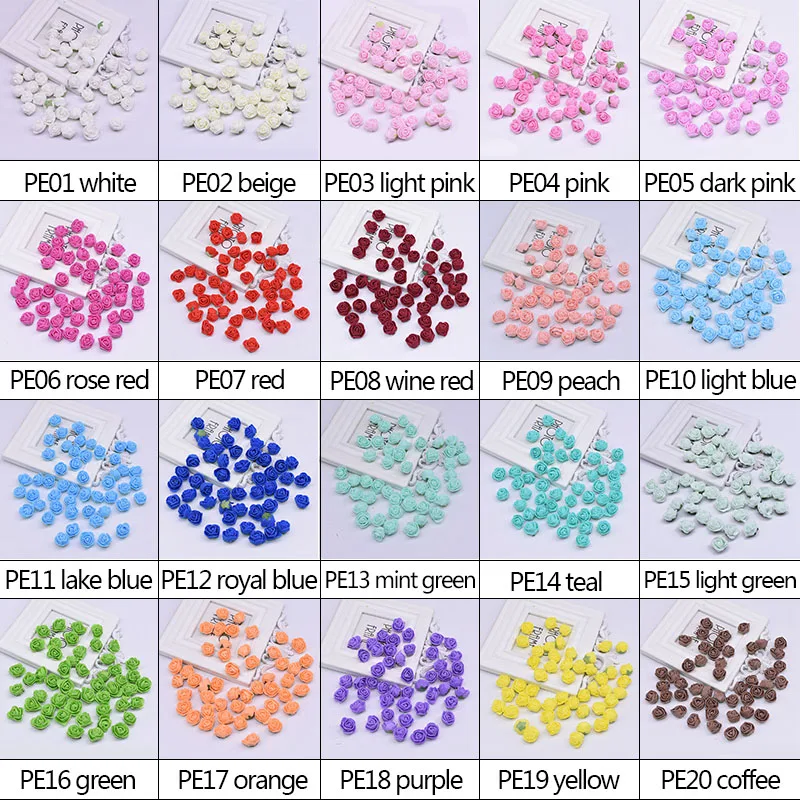 50/100/200 шт. 2 см маленький искусственный цветок голова из вспененного полиэтилена медведь розы для DIY Одежда для свадьбы, дня рождения деко ко Дню Святого Валентина искусственные цветы