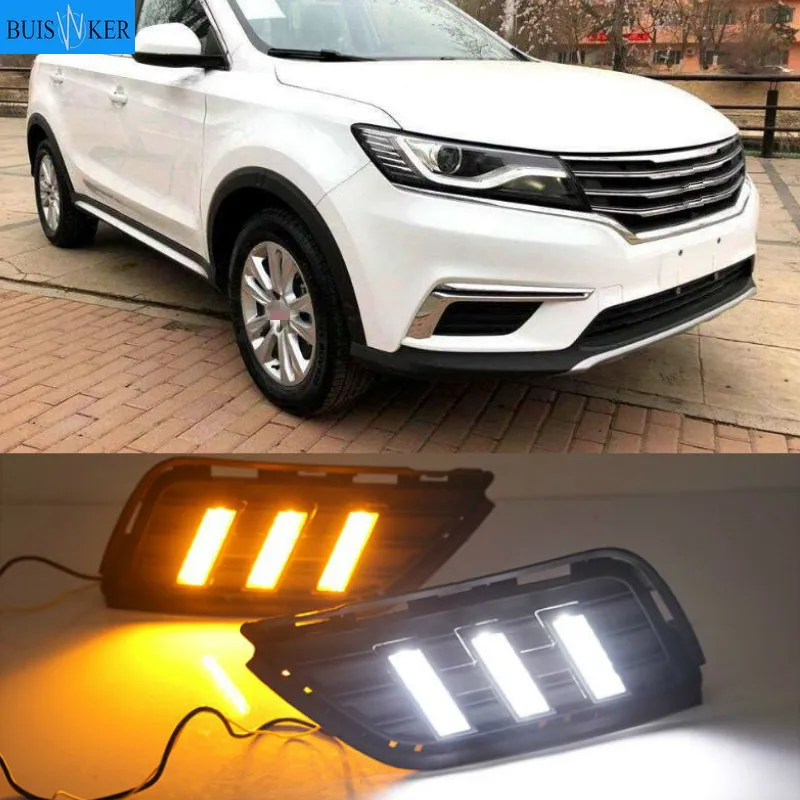 

Светодиодный дневные ходовые огни DRL Противотуманные фары с желтым сигналом поворота для Roewe RX5 2016 2017 2018