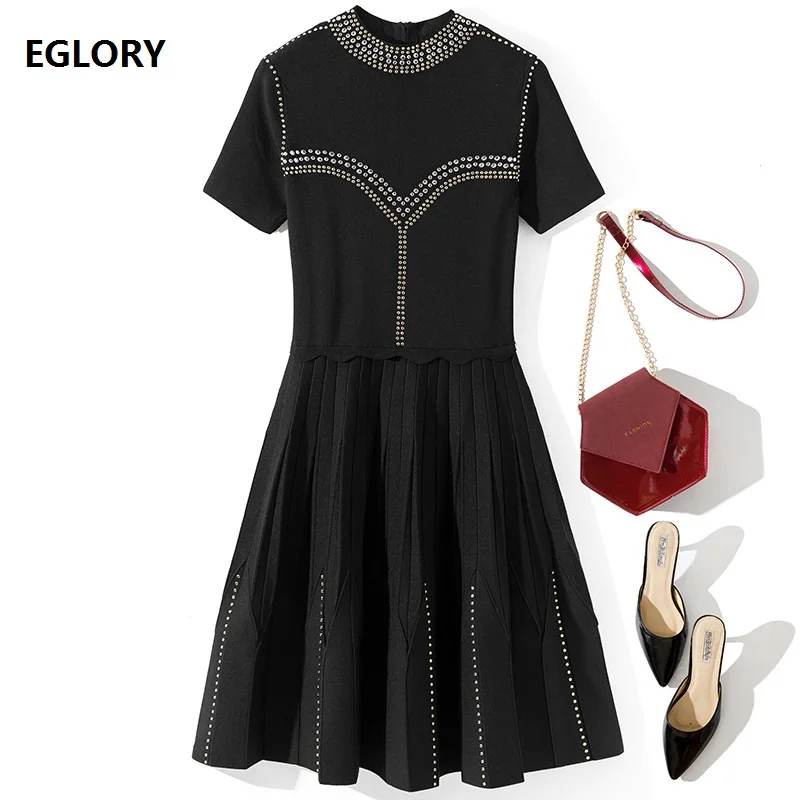 ^*Best Offers High Quality Sweater Dress 2019 Autumn Winter Knitted Dress Women Stud Beading Short Sleeve Slim Fit A-Line Black Jumper Dress ^*Best Offers High Quality Sweater Dress 2019 Autumn Winter Knitted Dress Women Stud Beading Short Sleeve Slim Fit A-Line Black Jumper Dress