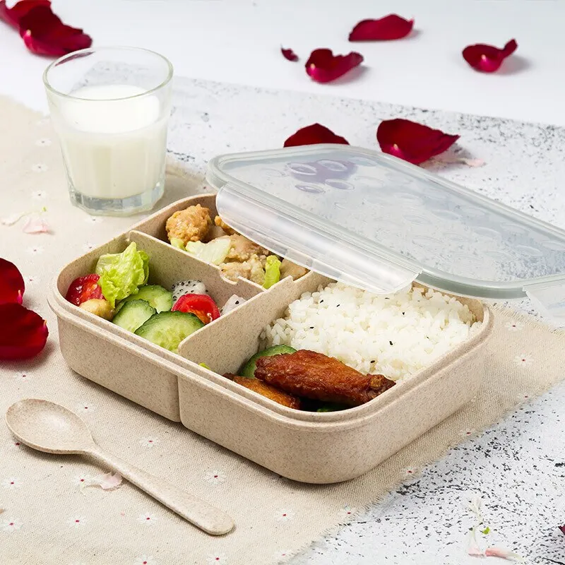 Герметичный независимый сетчатый Ланч-бокс Bento с 3 отделениями для микроволновой печи, Ланч-бокс для детей, портативный контейнер для еды