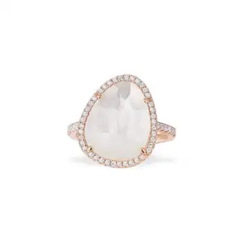 

S925 pure silver high-end micro inlaid fashion temperament mother shell ring