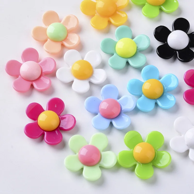 

200pcs Mixed Color Flower Shape Opaque Acrylic Beads for Jewelry Making DIY Bracelet Necklace 27.5x28~29x8.5mm Hole: 1.4mm