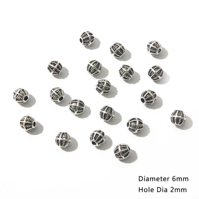 6mm Tibetan Antique Silver Color Hollow Ball Metal Beads Spacer Beads For Jewelry Making DIY Bracelet Nekclace