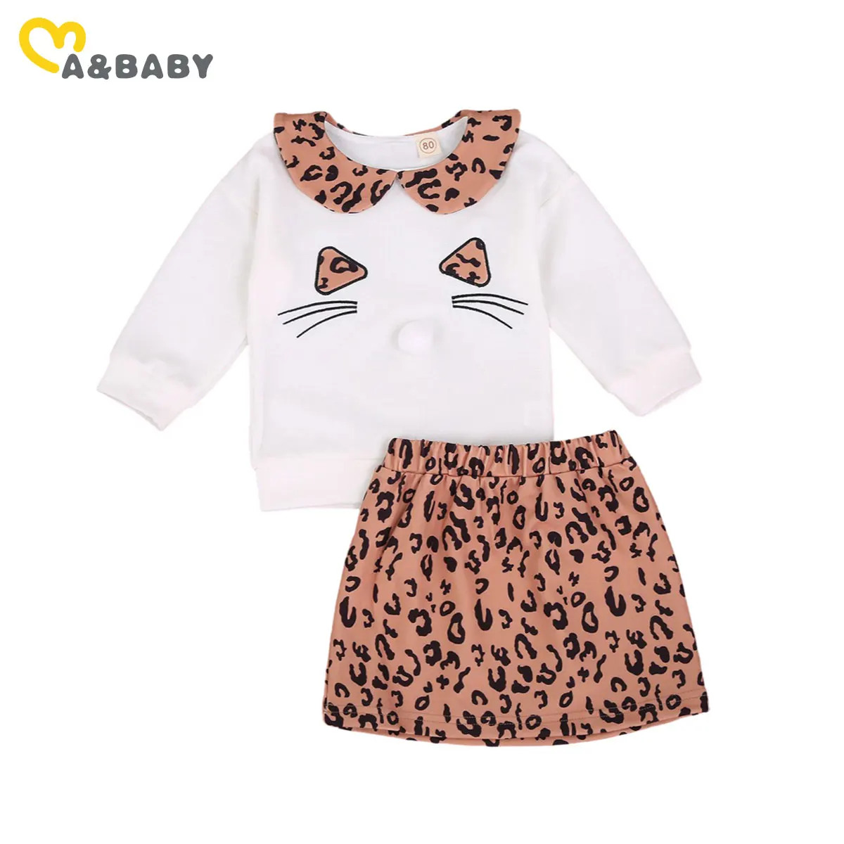 

Ma&Baby 18M-6Y Autumn Winter Leopard Toddler Kid Girls Clothes Set Knitted Long Sleeve Sweaters Skirts Children Outfits