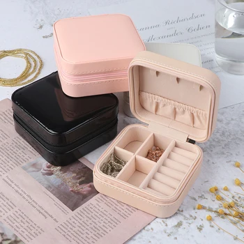 

Jewelry Box Portable Storage Organizer Earring Holder Zipper Women Jewelry Display Travel Case Portable Jewelry Box