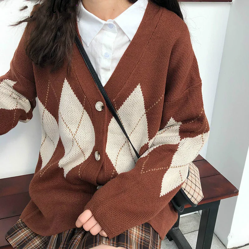

Women's Christmas Sweater Cardigans 2019 Winter Casual V-Neck Single Breasted Knitted Sweater Jacket Women Long Sleeve Sweater