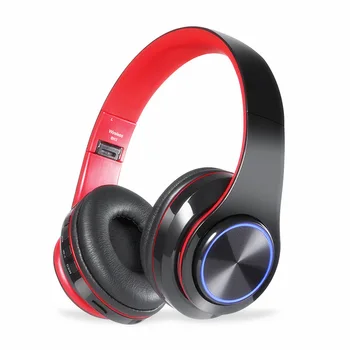

New Portable Folding Wireless Headphones Bluetooth Headset LED Colorful Breating Lights Support TF Card with Mic for Phone Mp3