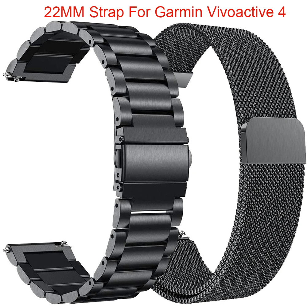 Металлический ремешок для часов Garmin Vivoactive4 4S, умные браслеты из нержавеющей стали, ремешок для часов, аксессуары для Vivoactive3 4 3 4S Correa