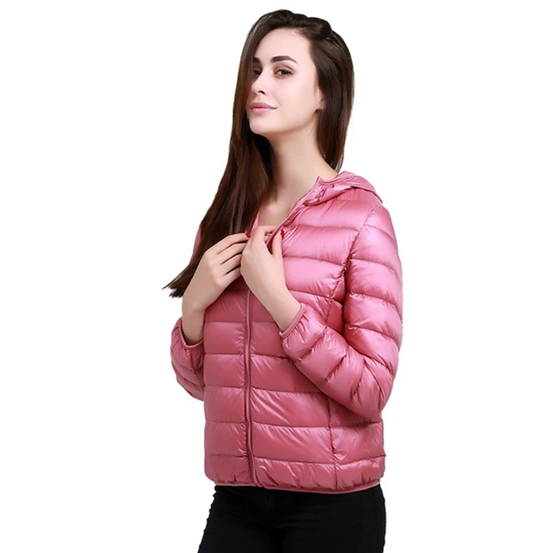 

Ultra thin Down Jacket women Autumn winter Ultra Light Hooded Down Coat Outwear Winter Jacket women 90% White Duck Down Coat