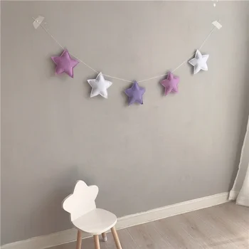 

Felt Fabric String Star Garland Party Funny Banner Kids Room Hanging Wall Decor Tent Bed Mat Baby Shower Bunting Ornament