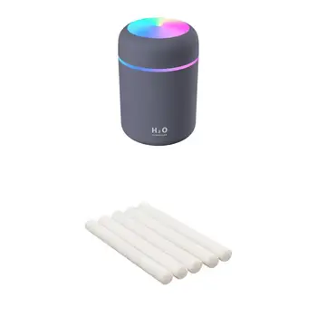 

USB Essential Oil Diffuser Portable Mini Air Humidifier Gray + 5pcs Cotton Filter Sticks for Home Car