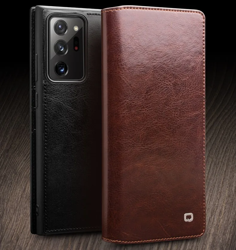 Genuine Leather Flip Wallet Case for Samsung Note