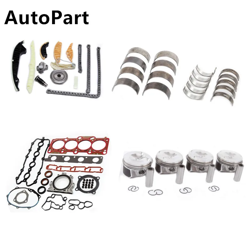 

06H107065AM 06J103383D Engine Piston Gasket Bearing Timing Chain Tensioner Kit For Audi A4 Q5 VW Passat Jetta 2.0T 06K109467K