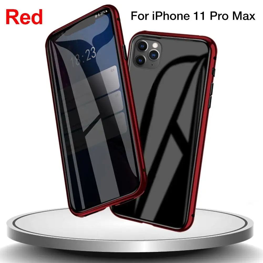 Анти-открытый Магнитный чехол для мобильного телефона IPhone 11 Pro Max Магнитный адсорбционный чехол для телефона металлический оправа закаленное стекло чехол пленка - Цвет: For iPhone11 Pro Max