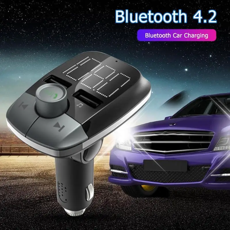 VODOOL T50 автомобильное Bluetooth 2.4A зарядное устройство для устройства handsfree 2 USB MP3-плеер fm-передатчик один клик управление отклонено Hands-Free повторный набор