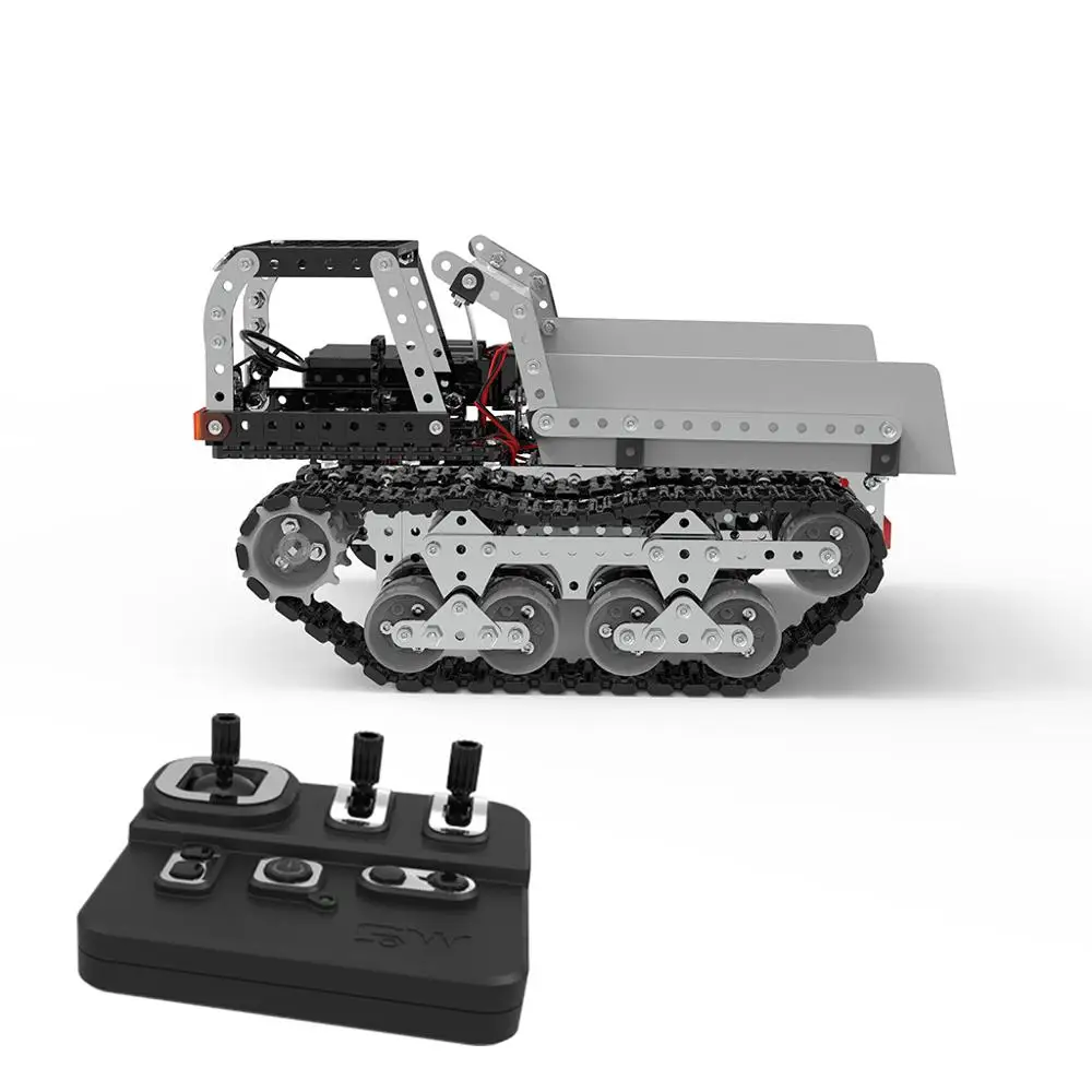 2.4G DIY Stainless Steel RC Dump Truck 10 Channels Assembled Remote Control Tracked Dump Truck Model Crawler Tipper Car Kids Toy 4