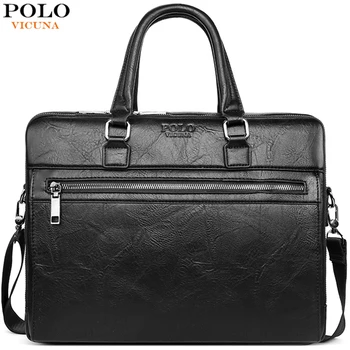 VICUNA POLO-bolso de mensajero de cuero para hombre, bolsa de oficina, gran capacidad, para portátil, maletín