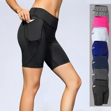 Новые женские быстросохнущие карманные дизайнерские шорты для йоги беговые колготки женские компрессионные улица, спортивный зал Фитнес Спортивные шорты