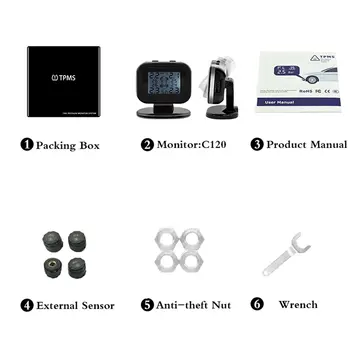 

Voltage Synchronous 120 MonitoringCar Tire Pressure 110 Monitor Color Display Tpms Tire Pressure Monitoring System