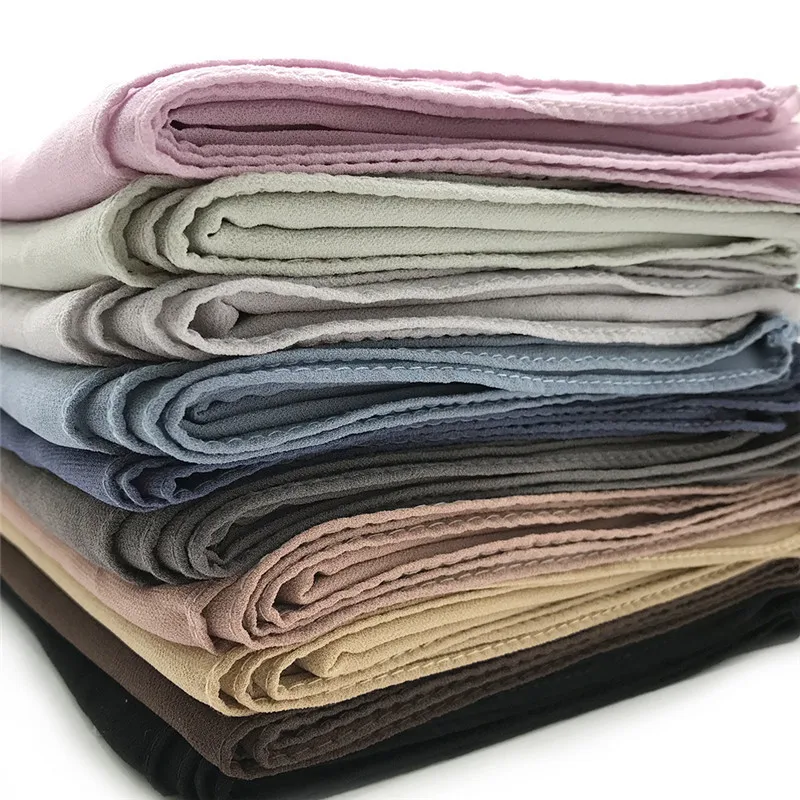 Haaf927adde4a43039d2a9ddef6910166W 70x180cm bubble chiffon Muslim headscarf for women solid color hijab scarf shawls and wraps hijab femme Musulman kopftuch Mallzona