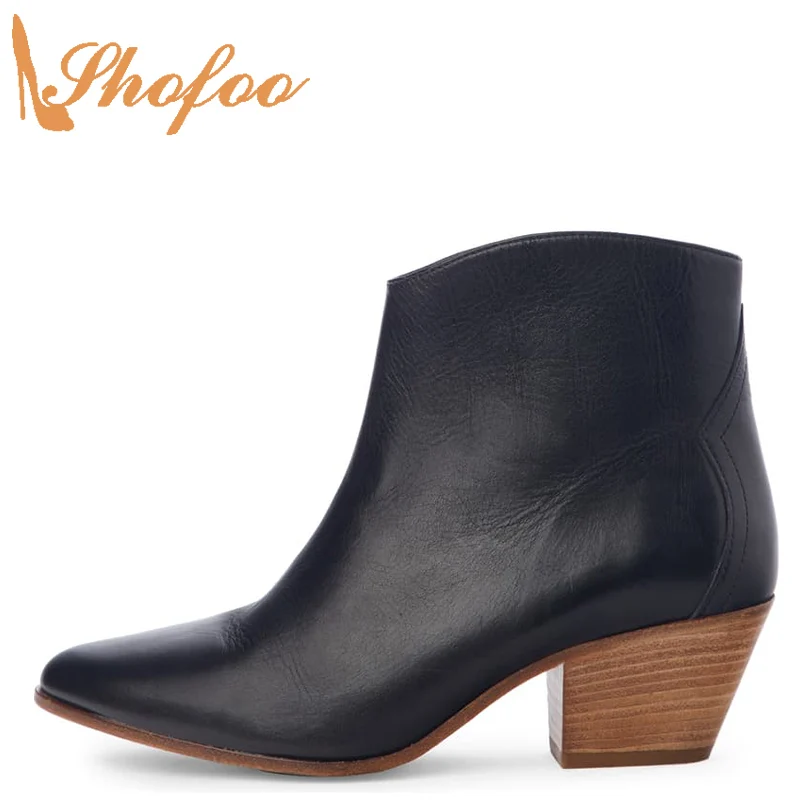 Черные женские ботинки с острым носком на высоком массивном каблуке в ковбойском стиле; Ботильоны на молнии; большие размеры 11, 14; модная жен... Черные женские ботинки с острым носком на высоком массивном каблуке в ковбойском стиле; Ботильоны на молнии; большие размеры 11, 14; модная жен...